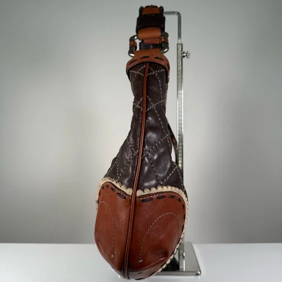 Vintage Y2K Juicy Couture 100% Cow Hide Leather Quilted Diamond Hobo Bag - Picture 5 of 11